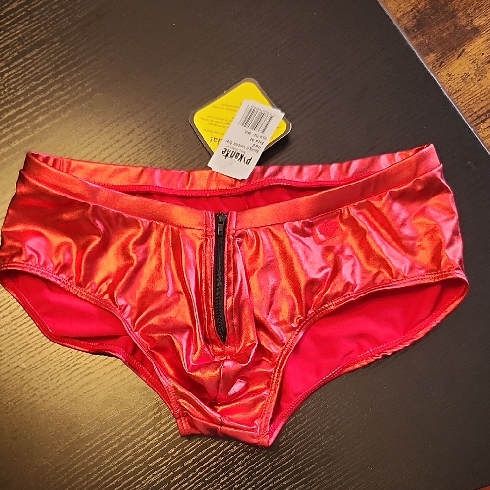Red Shiny Zippered Briefs